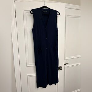 360 Cashmere Navy Long Vest